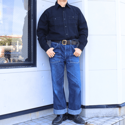 BUZZ RICKSON'S バズリクソンズ BR29143 WILLIAM GIBSON COLLECTION BLACK CHAMBRAY WORK SHIRTS  ウィリアム・ギブソン コレクション ブラックシャンブレーワークシャツ 長袖シャツ ワークシャツ ミリタリーシャツ ヴィンテージ  復刻 U.S.NAVY 米海軍 ユーティリティ シャツ