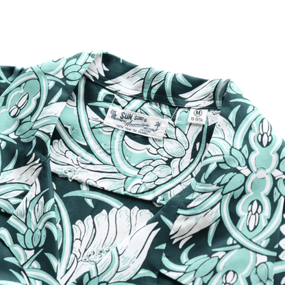 SUN SURF SS39612 S/S RAYON HAWAIIAN SHIRT “NIGHT BLOOMING CEREUS BORDER” Rayon Hawaiian Shirt Night Blooming Cereus Border Hawaiian Shirt Aloha Shirt Night Blooming Cereus Short Sleeve Shirt
