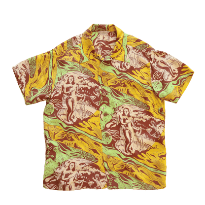SUN SURF SS39673 S/S SUN SURF SPECIAL EDITION “GAUGUIN WOODCUT MYSTIC” Hawaiian Shirt Aloha Shirt Paul Gauguin Short Sleeve Shirt