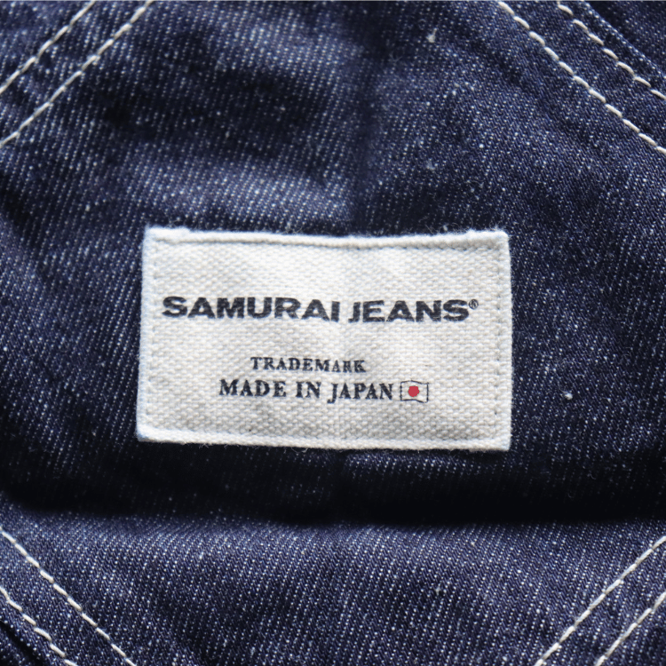 SAMURAI JEANS SJOVAL-SC01 Samurai Cotton Overalls Samurai Cotton 10oz Selvedge Denim Apron Pocket Double Knee Triple Stitch