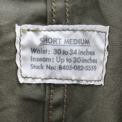 BUZZ RICKSON'S BR42500 TROUSERS, MEN'S, COTTON WIND RESISTANT POPLIN, OLIVE GREEN, ARMY SHADE 107 SHORT LENGTH Military Cargo Trousers