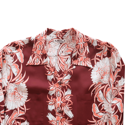 SUN SURF SS29602 L/S RAYON HAWAIIAN SHIRT NIGHT BLOOMING CEREUS BORDER Hawaiian Shirt Aloha Shirt Long Sleeve Shirt