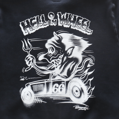 CUSHMAN クッシュマン x TOP トップ 26386T TOP別注 FULL ZIP SWEAT "HELL ON WHEEL" フルジップスウェット 裏起毛 エアブラシ