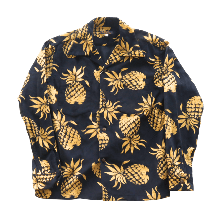SUN SURF サンサーフ SS29580 L/S CORDUROY OPEN SHIRT “DUKE'S PINEAPPLE” 長袖 アロハシャツ デューク・カハナモク パイナップル コットン100%