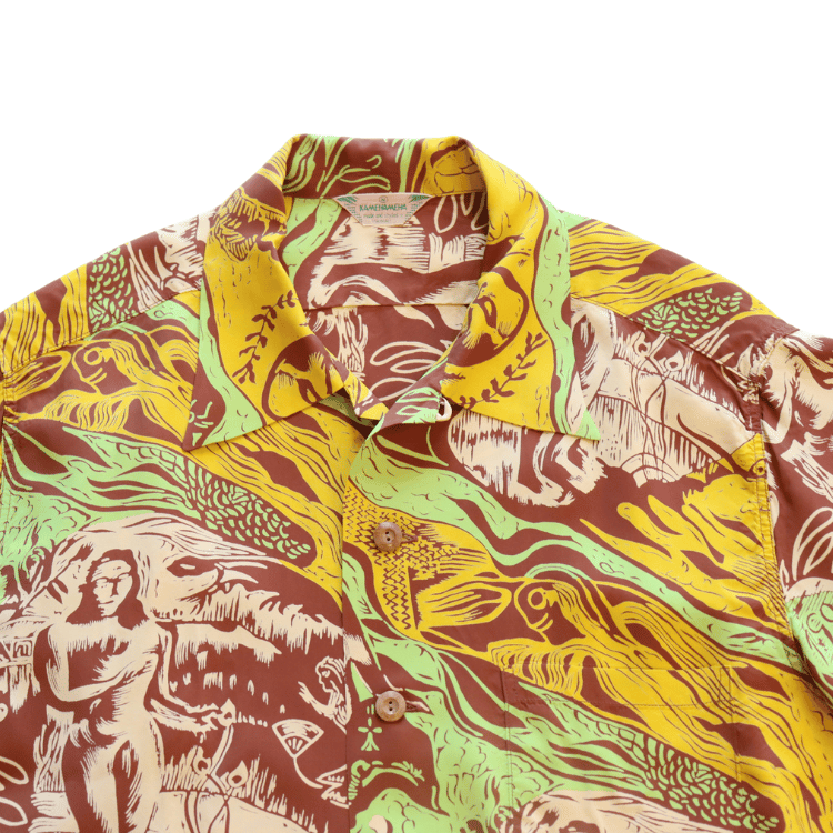 SUN SURF SS39673 S/S SUN SURF SPECIAL EDITION “GAUGUIN WOODCUT MYSTIC” Hawaiian Shirt Aloha Shirt Paul Gauguin Short Sleeve Shirt