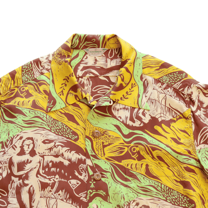 SUN SURF SS39673 S/S SUN SURF SPECIAL EDITION “GAUGUIN WOODCUT MYSTIC” Hawaiian Shirt Aloha Shirt Paul Gauguin Short Sleeve Shirt