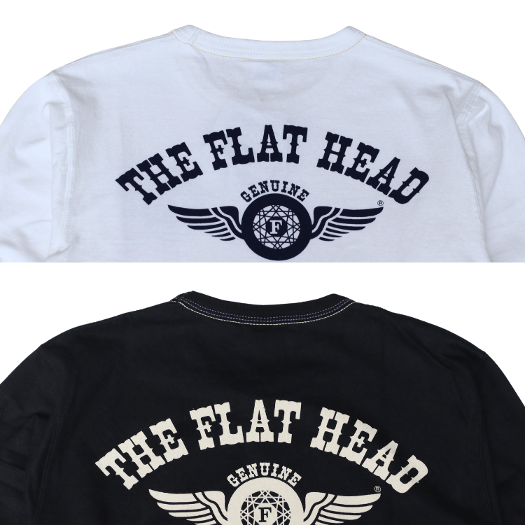 THE FLAT HEAD フラットヘッド FN-THCL-202 LONG SLEEVE T-SHIRT - FLYING WHEEL ロングスリーブTシャツ フライングホイール ロンT アメカジ
