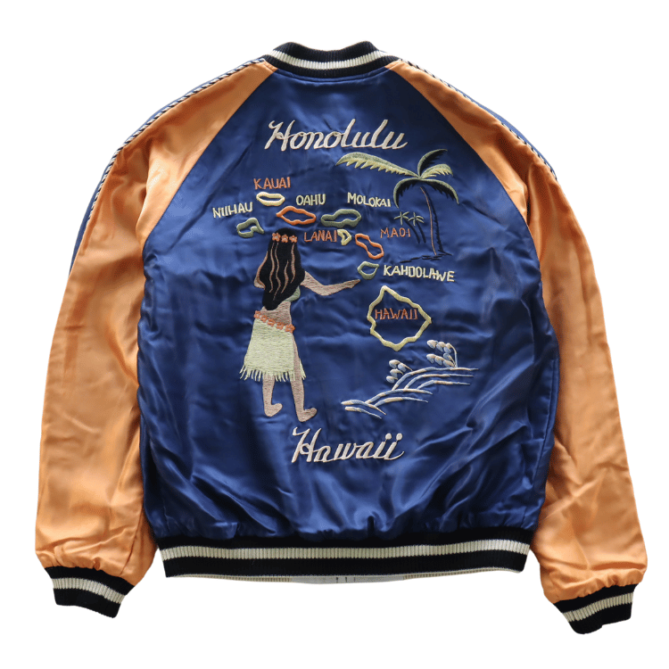 TAILOR TOYO テーラー東洋 TT15877-128 Late 1950s Style Acetate Souvenir Jacket “HAWAII MAP” × “DRAGON & TIGER” アセテートスーベニアジャケット スカジャン ハワイMAP 龍虎 ハワイ柄 リバーシブル 2トーン 両面アセテート生地 スーベニアジャケット 刺繍