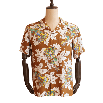 SUN SURF SS39613 S/S RAYON HAWAIIAN SHIRT “UKULELE MELODY” Rayon Hawaiian Shirt Ukulele Melody Hawaiian Shirt Aloha Shirt Ukulele Short-Sleeve Shirt