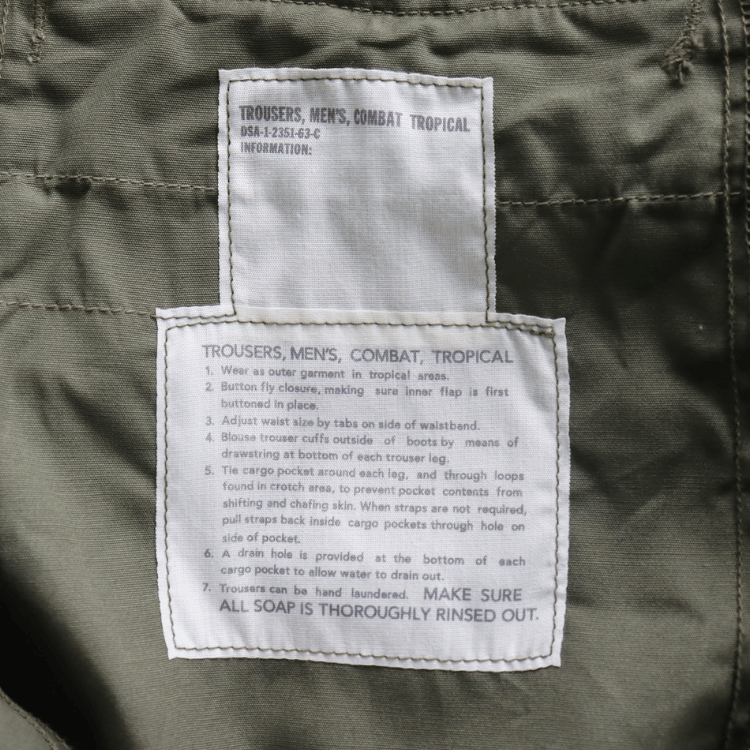 BUZZ RICKSON'S BR42500 TROUSERS, MEN'S, COTTON WIND RESISTANT POPLIN, OLIVE GREEN, ARMY SHADE 107 SHORT LENGTH Military Cargo Trousers