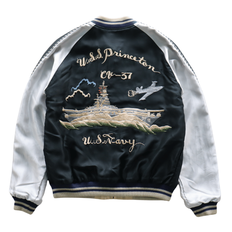 TAILOR TOYO テーラー東洋 TT15877-219 Late 1950s Style Acetate Souvenir Jacket “USS PRINCETON” × “MAIKO”アセテートスーベニアジャケット USSプリンストンx舞妓 スカジャン リバーシブル 2トーン 両面アセテート生地 スーベニアジャケット 刺繍