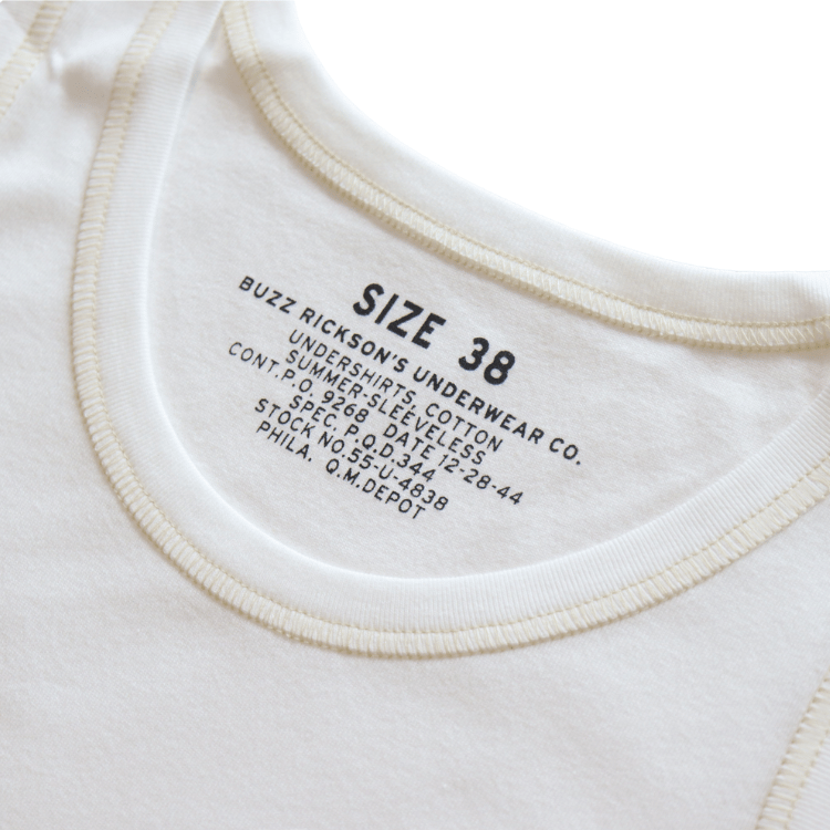 BUZZ RICKSON'S BR79741 UNDERSHIRTS, COTTON SUMMER-SLEEVELESS Tank Top Men's Underwear