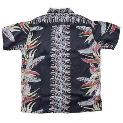 DELUXEWARE AL-20S BIRD OF PARADISE Hawaiian Shirt, Aloha Shirt, Short Sleeve Shirt, Border Pattern