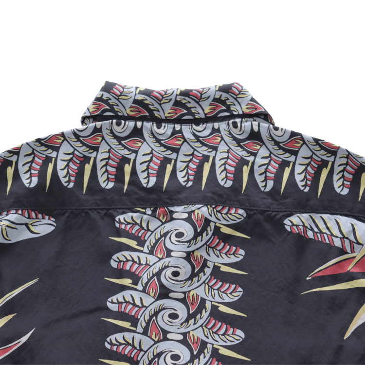 DELUXEWARE AL-20S BIRD OF PARADISE Hawaiian Shirt, Aloha Shirt, Short Sleeve Shirt, Border Pattern