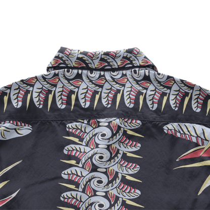 DELUXEWARE AL-20S BIRD OF PARADISE Hawaiian Shirt, Aloha Shirt, Short Sleeve Shirt, Border Pattern