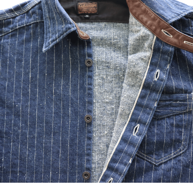DELUXEWARE デラックスウエア 7630A DENIM NEL SHIRT デニムネルシャツ ネルシャツ デニムストライプネル デニムヘビーネル