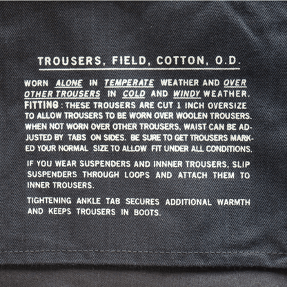 BUZZ RICKSON'S バズリクソンズ BR42593 WILLIAM GIBSON COLLECTION BLACK M-1943 ウィリアムギブソンコレクション M-1943トラウザーズ