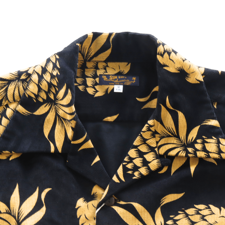 SUN SURF サンサーフ SS29580 L/S CORDUROY OPEN SHIRT “DUKE'S PINEAPPLE” 長袖 アロハシャツ デューク・カハナモク パイナップル コットン100%