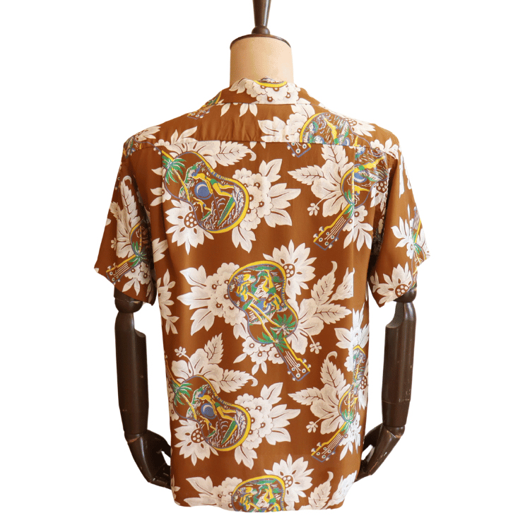 SUN SURF SS39613 S/S RAYON HAWAIIAN SHIRT “UKULELE MELODY” Rayon Hawaiian Shirt Ukulele Melody Hawaiian Shirt Aloha Shirt Ukulele Short-Sleeve Shirt