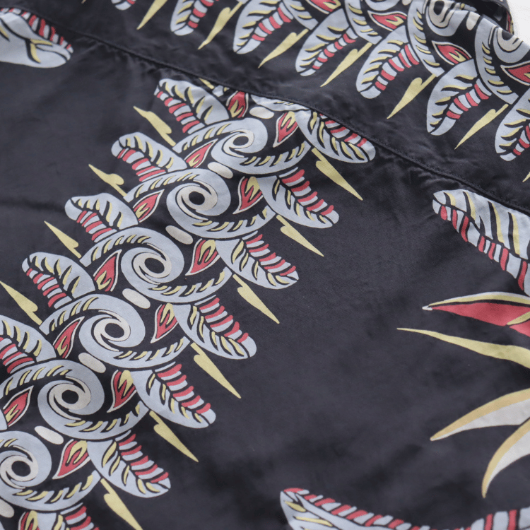 DELUXEWARE AL-20S BIRD OF PARADISE Hawaiian Shirt, Aloha Shirt, Short Sleeve Shirt, Border Pattern