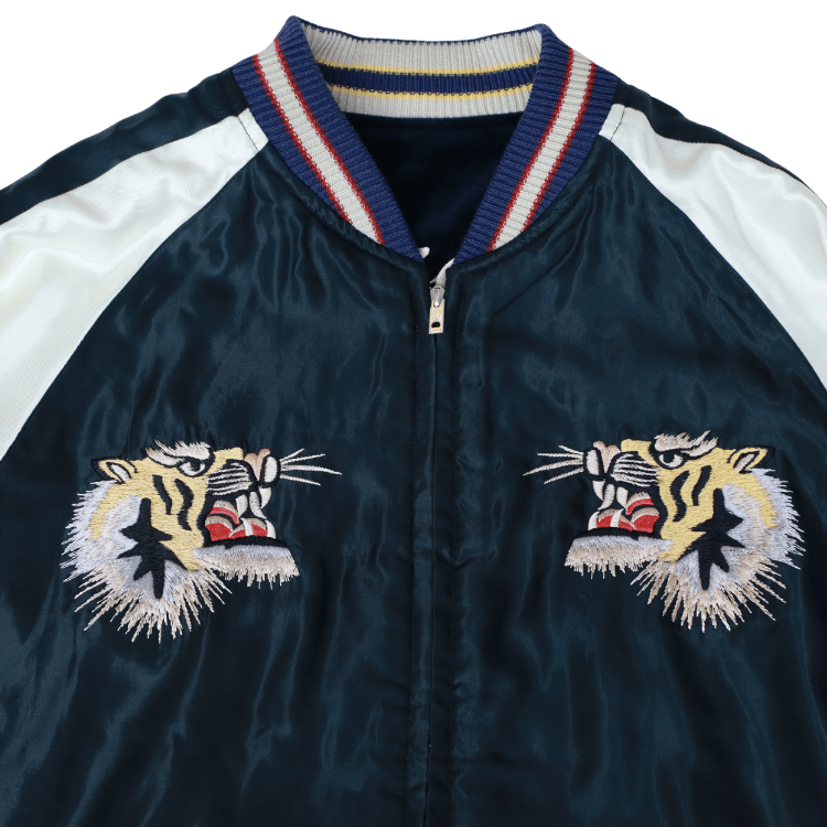 TAILOR TOYO テーラー東洋 TT15975-128 Mid 1950s Style Velveteen (Two-tone) × Acetate Souvenir Jacket “BLUE EAGLE” × “ROARING TIGER” 別珍スーベニアジャケット 別珍 スカジャン 鷲 虎リバーシブル 2トーン サテン生地 スーベニアジャケット 刺繍