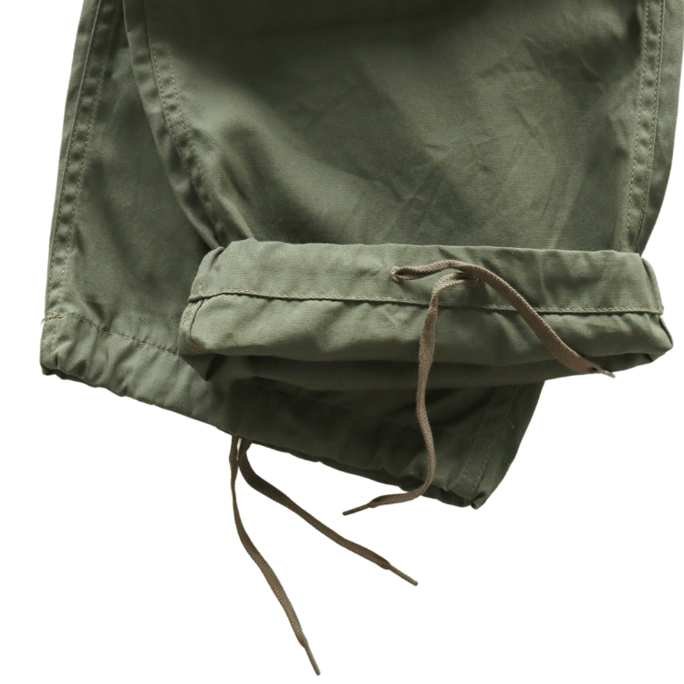 BUZZ RICKSON'S BR42500 TROUSERS, MEN'S, COTTON WIND RESISTANT POPLIN, OLIVE GREEN, ARMY SHADE 107 SHORT LENGTH Military Cargo Trousers