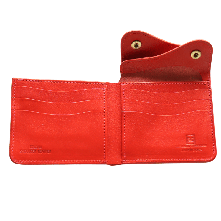 Ikenohata Ginkakuten Cramp Cr-158 Italian Shrink Leather Double Flap Bifold Wallet