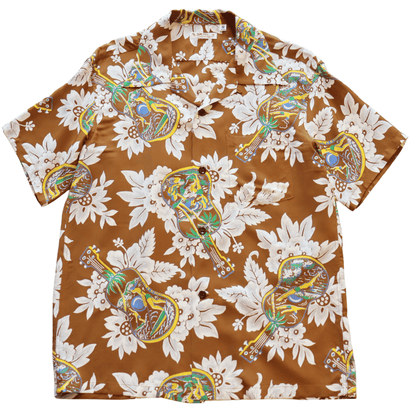 SUN SURF SS39613 S/S RAYON HAWAIIAN SHIRT “UKULELE MELODY” Rayon Hawaiian Shirt Ukulele Melody Hawaiian Shirt Aloha Shirt Ukulele Short-Sleeve Shirt