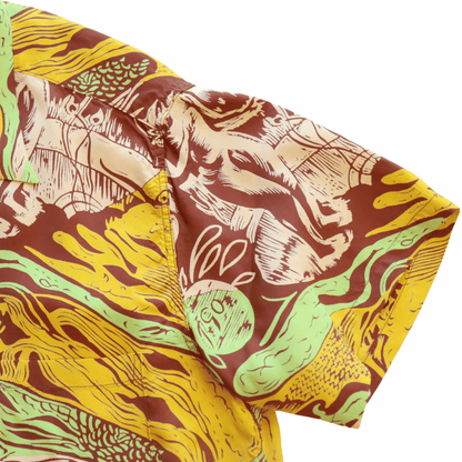 SUN SURF SS39673 S/S SUN SURF SPECIAL EDITION “GAUGUIN WOODCUT MYSTIC” Hawaiian Shirt Aloha Shirt Paul Gauguin Short Sleeve Shirt