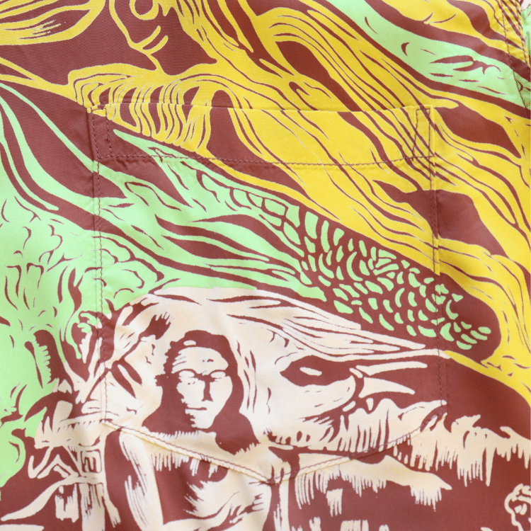SUN SURF SS39673 S/S SUN SURF SPECIAL EDITION “GAUGUIN WOODCUT MYSTIC” Hawaiian Shirt Aloha Shirt Paul Gauguin Short Sleeve Shirt
