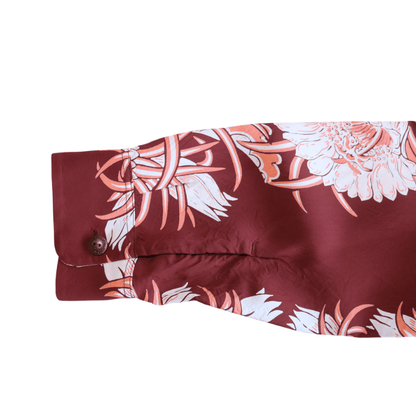 SUN SURF SS29602 L/S RAYON HAWAIIAN SHIRT NIGHT BLOOMING CEREUS BORDER Hawaiian Shirt Aloha Shirt Long Sleeve Shirt