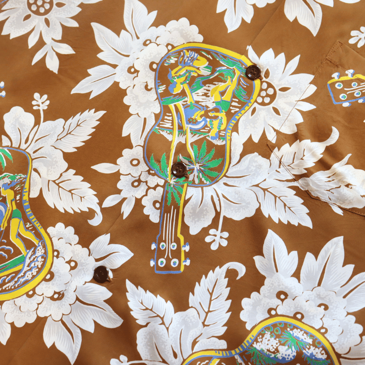 SUN SURF SS39613 S/S RAYON HAWAIIAN SHIRT “UKULELE MELODY” Rayon Hawaiian Shirt Ukulele Melody Hawaiian Shirt Aloha Shirt Ukulele Short-Sleeve Shirt