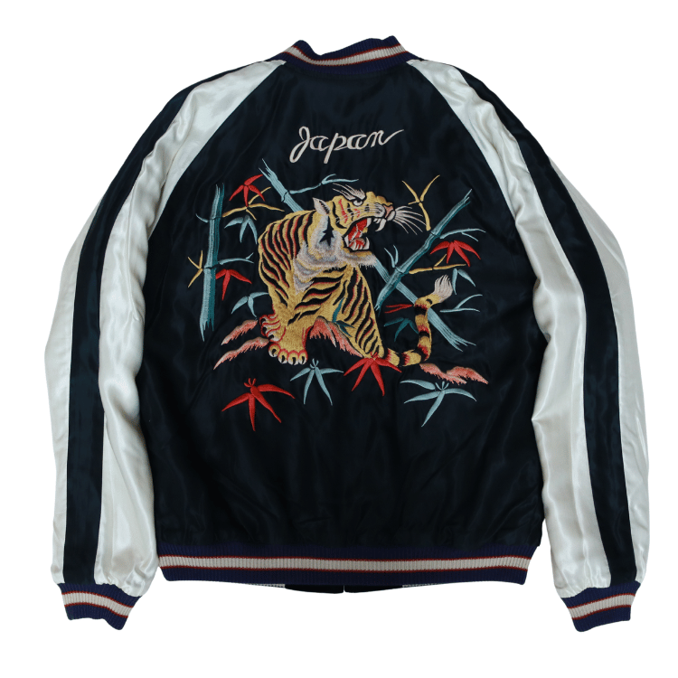TAILOR TOYO テーラー東洋 TT15975-128 Mid 1950s Style Velveteen (Two-tone) × Acetate Souvenir Jacket “BLUE EAGLE” × “ROARING TIGER” 別珍スーベニアジャケット 別珍 スカジャン 鷲 虎リバーシブル 2トーン サテン生地 スーベニアジャケット 刺繍