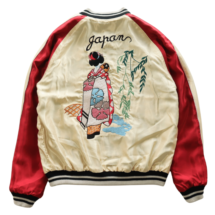 TAILOR TOYO テーラー東洋 TT15877-219 Late 1950s Style Acetate Souvenir Jacket “USS PRINCETON” × “MAIKO”アセテートスーベニアジャケット USSプリンストンx舞妓 スカジャン リバーシブル 2トーン 両面アセテート生地 スーベニアジャケット 刺繍