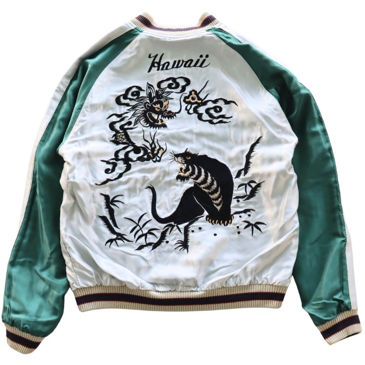 TAILOR TOYO テーラー東洋 TT15877-128 Late 1950s Style Acetate Souvenir Jacket “HAWAII MAP” × “DRAGON & TIGER” アセテートスーベニアジャケット スカジャン ハワイMAP 龍虎 ハワイ柄 リバーシブル 2トーン 両面アセテート生地 スーベニアジャケット 刺繍