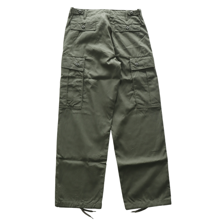 BUZZ RICKSON'S BR42500 TROUSERS, MEN'S, COTTON WIND RESISTANT POPLIN, OLIVE GREEN, ARMY SHADE 107 SHORT LENGTH Military Cargo Trousers