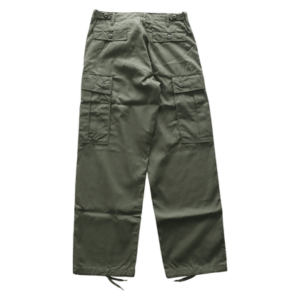 BUZZ RICKSON'S BR42500 TROUSERS, MEN'S, COTTON WIND RESISTANT POPLIN, OLIVE GREEN, ARMY SHADE 107 SHORT LENGTH Military Cargo Trousers