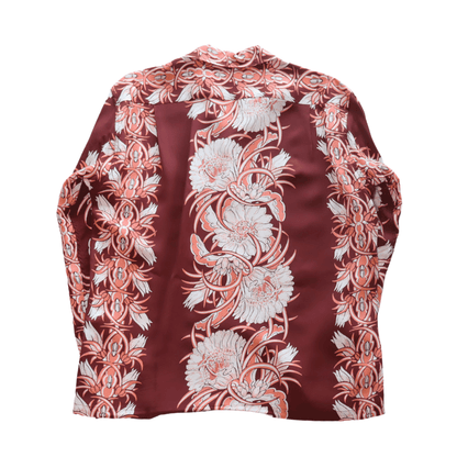 SUN SURF SS29602 L/S RAYON HAWAIIAN SHIRT NIGHT BLOOMING CEREUS BORDER Hawaiian Shirt Aloha Shirt Long Sleeve Shirt