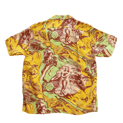 SUN SURF SS39673 S/S SUN SURF SPECIAL EDITION “GAUGUIN WOODCUT MYSTIC” Hawaiian Shirt Aloha Shirt Paul Gauguin Short Sleeve Shirt