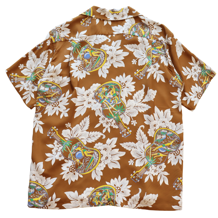 SUN SURF SS39613 S/S RAYON HAWAIIAN SHIRT “UKULELE MELODY” Rayon Hawaiian Shirt Ukulele Melody Hawaiian Shirt Aloha Shirt Ukulele Short-Sleeve Shirt