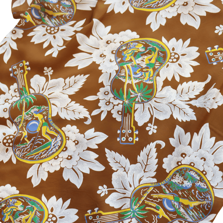 SUN SURF SS39613 S/S RAYON HAWAIIAN SHIRT “UKULELE MELODY” Rayon Hawaiian Shirt Ukulele Melody Hawaiian Shirt Aloha Shirt Ukulele Short-Sleeve Shirt