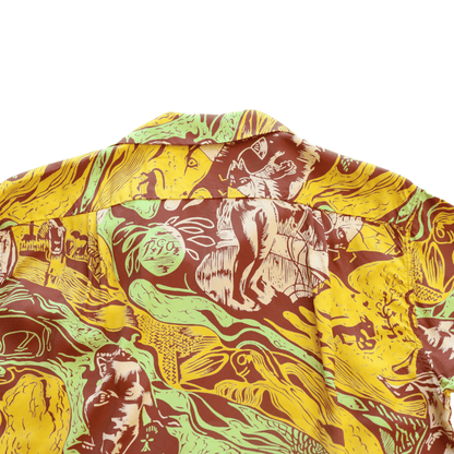SUN SURF SS39673 S/S SUN SURF SPECIAL EDITION “GAUGUIN WOODCUT MYSTIC” Hawaiian Shirt Aloha Shirt Paul Gauguin Short Sleeve Shirt