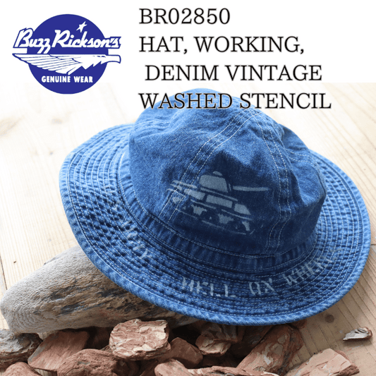 BUZZ RICKSON'S バズリクソンズ BR02850 HAT, WORKING, DENIM VINTAGE WASHED STENCIL  ARMY デニムハット