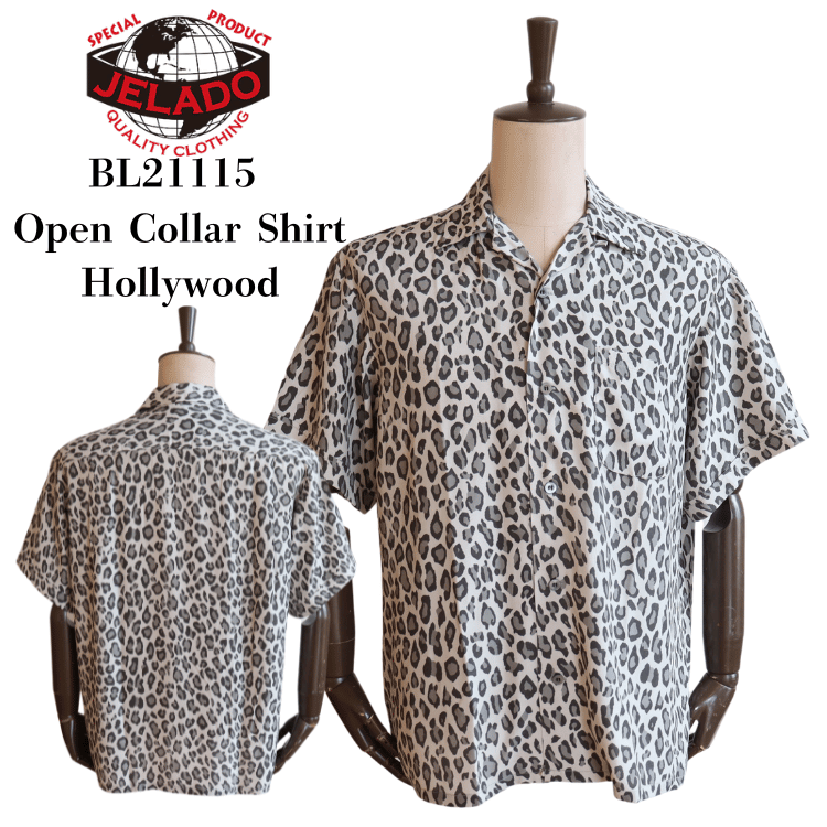JELADO ジェラード BL21115 S/S Open Collar Shirt Hollywood ハリウッド 半袖シャツ メンズ レオパード レーヨン