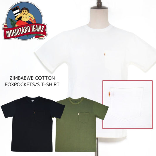 MOMOTARO JEANS 桃太郎ジーンズ MXTS1016 ZIMBABWE COTTON BOXPOCKETS/S T-SHIRT ジンバブエコットン  ボックスポケット 半袖Tシャツ