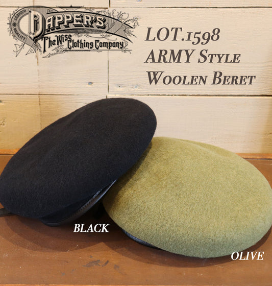 DAPPER'S ダッパーズ lot.1598 ARMY Style Woolen Beret アーミースタイル ベレー帽 ウール 00%
