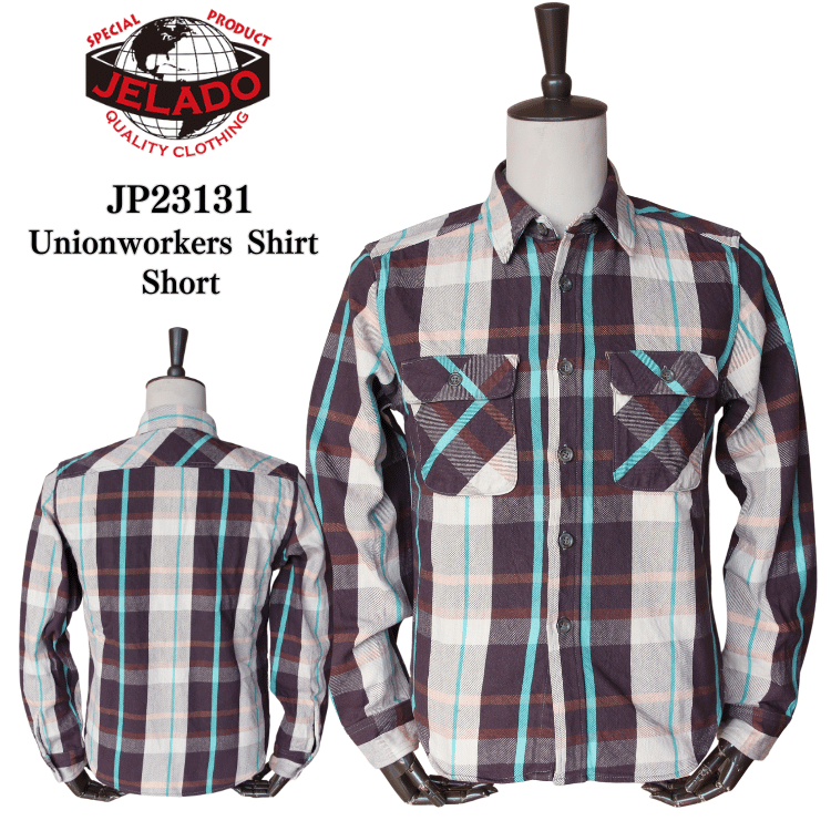 JELADO ジェラード JP23131 Unionworkers Shirt Short ユニオンワーカーズシャツ ショート ネルシャツ ショート丈