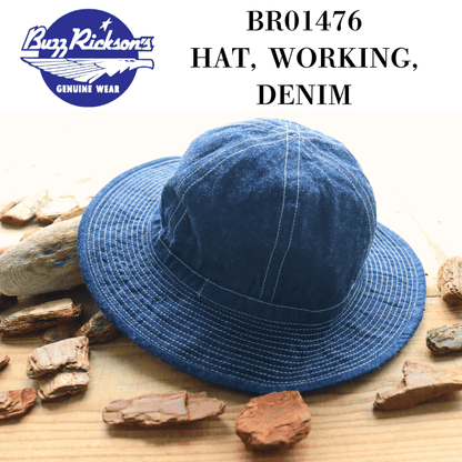 BUZZ RICKSON'S BR01476 HAT, WORKING, DENIM Military Cap Work Cap Denim Hat