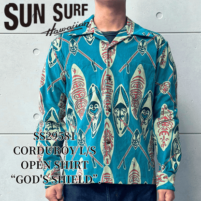 SUN SURF サンサーフ SS29581 CORDUROY L/S OPEN SHIRT "GOD'S SHIELD" 長袖 アロハシャツ コーデュロイオープンシャツ コットン100%
