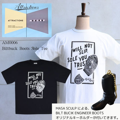ATTRACTIONS アトラクションズ × MASA SCULP AM0006 マサスカルプ コラボ デザイン プリントTシャツ Biltbuck Boots Sole Tee